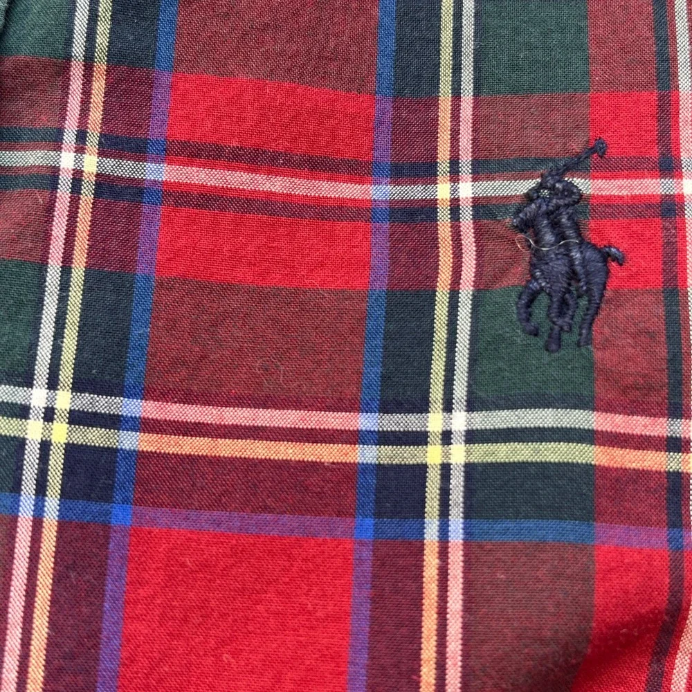 3 Ralph Lauren Boys Classic Plaid Button Down Shirts Bundle Logo Size 8 READ